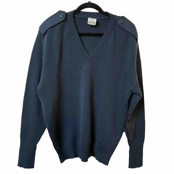 Logistics Military Style Wool Blue  Sweater Made in Canada Large - Picture 1 of 6